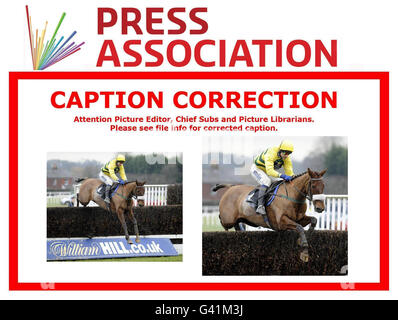 *NOTA DELLA REDAZIONE - RITRASMESSO CON LA DIDASCALIA CORRETTA * correggere il nome del fantino e del cavallo da Midnight Macarena, Guidato da Richard Johnson a She's Humble guidato da Andrew Thornton salta l'ultimo per vincere l'Open A Star Sports account su 08000 521321 Handicap Steeple Chase durante il Raceday di gennaio all'ippodromo di Plumpton, East Sussex. Foto Stock