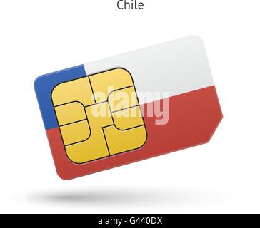 Il Cile mobile phone sim card con indicatore. Illustrazione Vettoriale
