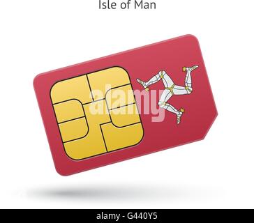 Isola di Man mobile phone sim card con indicatore. Illustrazione Vettoriale