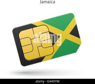Giamaica mobile phone sim card con indicatore. Illustrazione Vettoriale