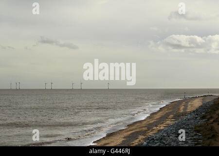 Una vista generale del vento offshore di Scroby Sands vicino Great Yarmouth sulla costa di Norfolk Foto Stock