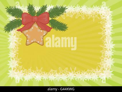 Sfondo di Natale con Stella e fiocchi di neve Illustrazione Vettoriale