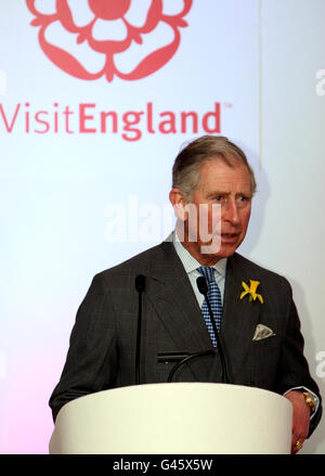 Il Principe del Galles, si rivolge ad una conferenza turistica presso l'abbazia di Anglesey, a Lode, Cambridge. Foto Stock