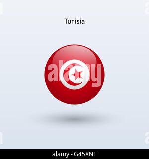 Tunisia bandiera rotonda. Illustrazione Vettoriale. Illustrazione Vettoriale