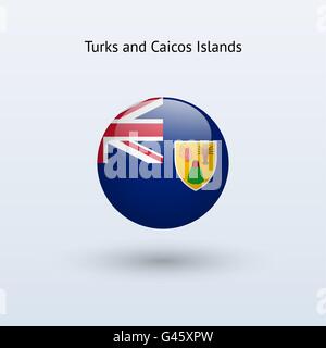 Isole Turks e Caicos round bandiera. Illustrazione Vettoriale