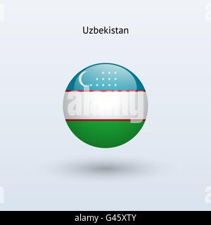 Uzbekistan bandiera rotonda. Illustrazione Vettoriale. Illustrazione Vettoriale