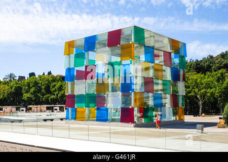 Centro Pompidou Malaga, il Centro Pompidou, il cubo, Pop up museum, Malaga, Andalusia, Spagna. Foto Stock