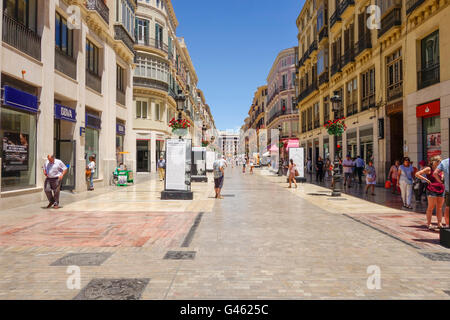 Calle Marqués de Larios Malaga pedonale strada principale,Malaga, Andalusia, Spagna. Foto Stock