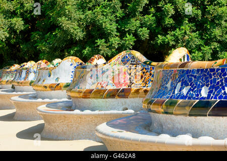 Il Parc Guell di Gaudì a Barcellona Foto Stock