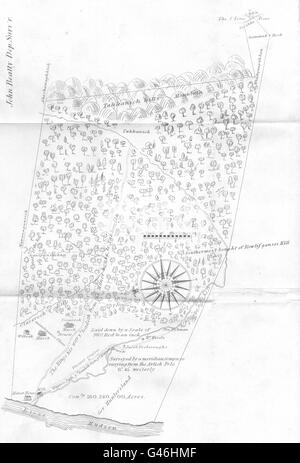 Lo stato di NEW YORK: Livingston Manor nel 1714. Taghkanic, Columbia. Hudson, 1850 Mappa Foto Stock