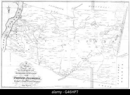 Lo stato di NEW YORK: Livingston Germantown Clermont Catskill; Columbia; 1798 1850 Mappa Foto Stock