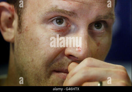 Scotland Captain al Kellock durante una conferenza stampa del capitano al Murrayfield Stadium di Edimburgo. Foto Stock