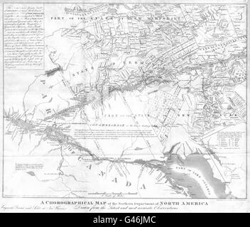 MONTREAL CANADA NY NH VT: Lake Champlain Hudson St Lawrence Ontario, 1851 Mappa Foto Stock