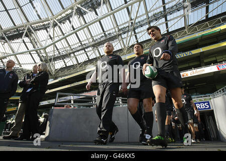 Il Rugby - RBS 6 Nazioni - Irlanda v Inghilterra - Inghilterra sessione di formazione - Aviva Stadium Foto Stock