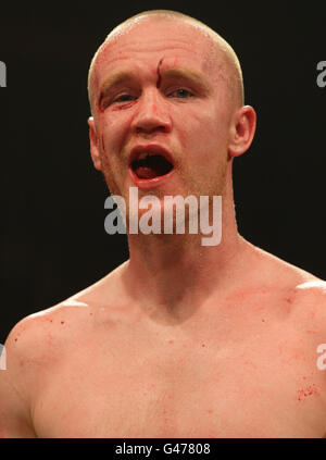 Pugilato - Prizefighter - Super-Middleweights - Liverpool Olympia. Joey Ainscough al Liverpool Olympia, Liverpool. Foto Stock