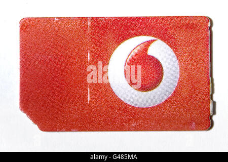 FTSE 100. Una scheda sim Vodafone Foto Stock