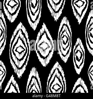 In bianco e nero disegnato a mano elementi di vernice in boho vintage moda stile, seamless pattern sfondo. Ideale per il disegno di tessuto Illustrazione Vettoriale