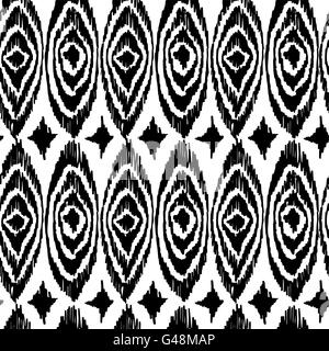 Boho retrò in bianco e nero senza giunture sfondo pattern con monocromatico tribali o etniche art. Ideale per il disegno di tessuto Illustrazione Vettoriale