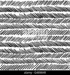 Striping boho vintage in bianco e nero senza saldatura pattern sfondo monocromo. Ideale per il disegno di tessuto, carta stampa o il web backdro Illustrazione Vettoriale