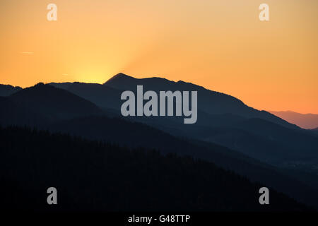 Tramonto sui Monti Tatra,Zakopane,Polonia Foto Stock