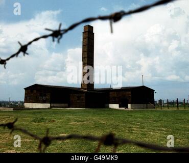 PA NEWS PHOTO 20/5/93 L'EDIFICIO CONTENENTE LE CAMERE A GAS E I FORNI USAVA BRUCIARE I CORPI DELL'EX CAMPO DI CONCENTRAMENTO DI MAJDANEK A LUBLINO, POLONIA. Foto Stock