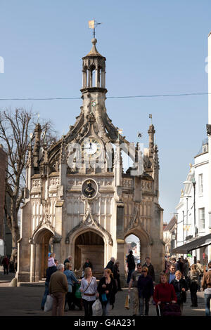 Chichester market cross in corrispondenza del punto di giunzione fra Nord e Sud, Est e Ovest Street, Chichester, West Sussex, in Inghilterra, Regno Unito Foto Stock