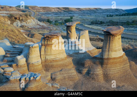 Badlands, hoodoos, Willow Creek, Drumheller, ASlberta, Canada Foto Stock