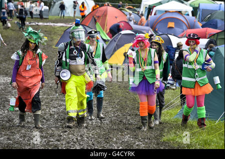 Glastonbury Festival 2011 - Arrivi Foto Stock