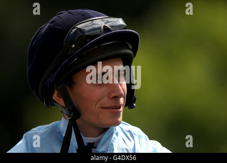 Corse di cavalli, Sandown Park. Ryan Moore, fantino Foto Stock