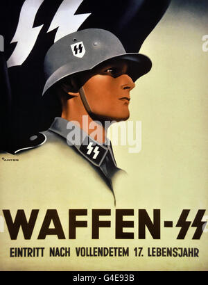 Poster di reclutamento di volontari per Waffen SS 1941( Waffen SS di unirsi al 17 o più anziani ) Topographie del terrore museo storico sul sito della ex sede della Gestapo Berlino Germania Foto Stock