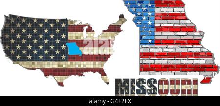 Stati Uniti d'America stato del Missouri su un muro di mattoni Foto Stock