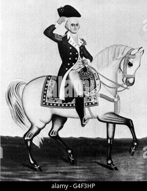 GEORGE WASHINGTON A CAVALLO Foto Stock