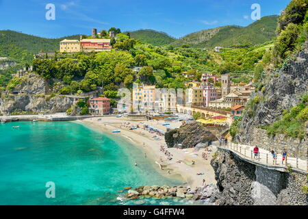 Spiaggia di Monterosso al Mare, Cinque Terre Liguria, Italia, UNESCO Foto Stock