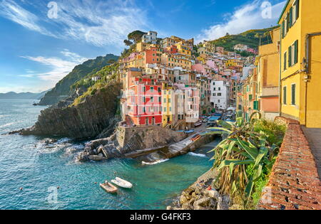 Riomaggiore Parco Nazionale delle Cinque Terre, Liguria, UNESCO Foto Stock