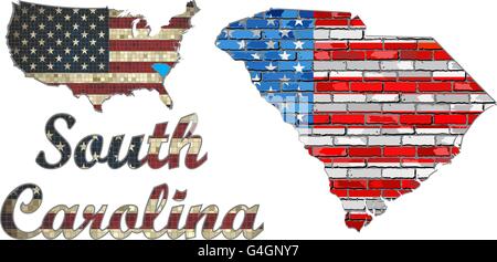 Stati Uniti d'America stato della Carolina del Sud su un muro di mattoni Foto Stock