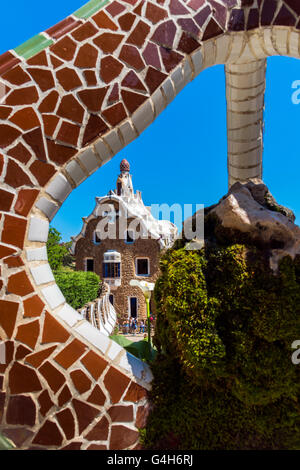 Parco Guell, Barcellona, in Catalogna, Spagna Foto Stock