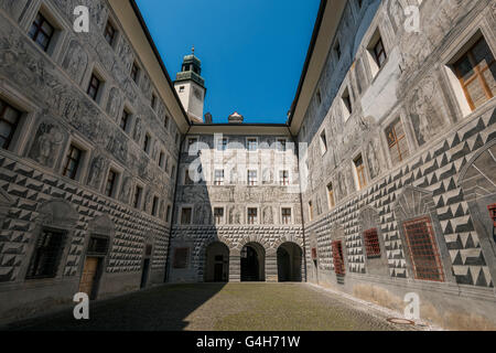 Il castello di Ambras o Schloss Ambras, Innsbruck, in Tirolo, Austria Foto Stock