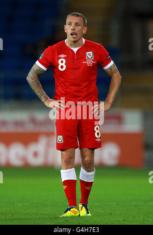 Calcio - UEFA Euro 2012 - Qualifiche - Gruppo G - Galles v Montenegro - Cardiff City Stadium. Craig Bellamy, Galles Foto Stock