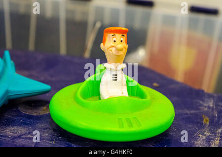 Giocattoli Jetson Astro, George, Judy, Elroy, Jane e Mister Spacely Foto Stock