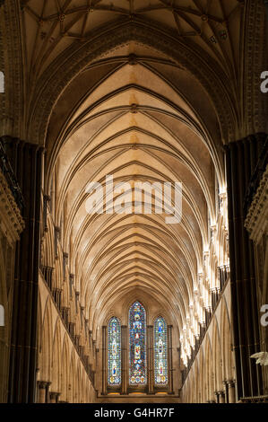 Magnifici interni della Cattedrale di Salisbury Foto Stock