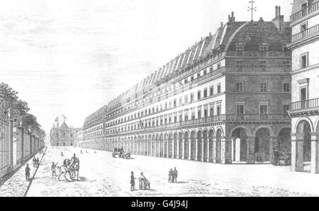 Parigi: Rue de Rivoli- Ministère des Finances, antica stampa 1835 Foto Stock