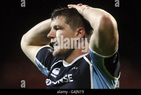 Rugby Union - RaboDirect PRO12 - Glasgow Warriors v Newport-Gwent Dragons - Firhill Foto Stock