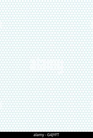 Colore ciano griglia esagonale sul bianco, formato a4 sullo sfondo Illustrazione Vettoriale