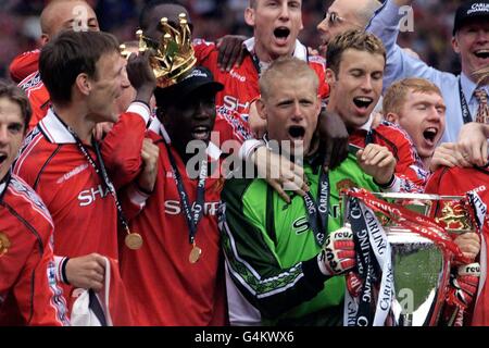 SOCCER Man Utd celebrare Foto Stock