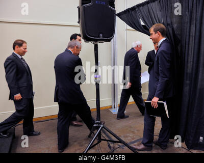 Il senatore Bernie Sanders le - Modesto, CA Conferenza Stampa Foto Stock