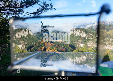 Vista dal 20 Shilling vedute della ferrovia di Semmering con il viadotto Kalte-Rinne , il Polleroswand , Rax, Austria, Niederöster Foto Stock