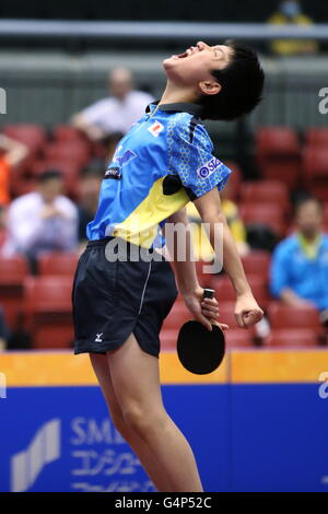 Tokyo Metropolitan Gymnasium, Tokyo, Giappone. Il 15 giugno, 2016. Tomokazu Harimoto (JPN), 15 giugno 2016 - Tennis da tavolo : ITTF World Tour, Japan Open 2016 U21 Uomini Singoli Primo turno corrispondono a Tokyo Metropolitan Gymnasium, Tokyo, Giappone. © AFLO SPORT/Alamy Live News Foto Stock