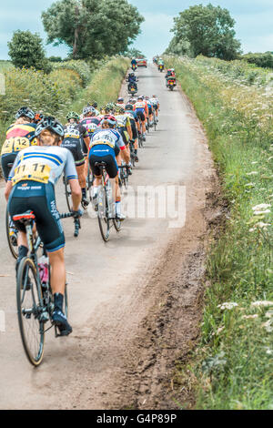 Pipewell, Northamptonshire, Regno Unito. 19 giugno 2016. Il peloton al 2016 Aviva tour, la Gran Bretagna è più grande donna cycle race, gite fuori del villaggio di Pipewell, Northamptonshire, domenica 19 giugno, il giorno finale dell'evento. Credito: miscellanea/Alamy Live News Foto Stock