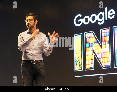 Dicembre 16, 2015 - New Delhi, India - 16 dic 2015 - Nuova Delhi - India..Sundar Pichai, CEO di Goggle Inc, indirizzi di una conferenza a New Delhi, India. (Credito Immagine: © Subhash Sharma via ZUMA filo) Foto Stock