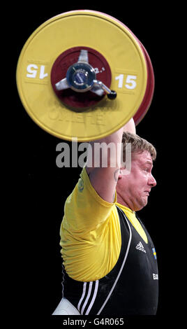 Olimpiadi - sollevamento pesi - Londra 2012 Test Event - Day Two - Excel Arena. Jim Gyllenhammar, Svezia Foto Stock